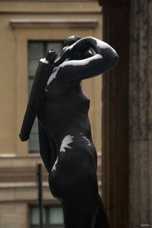 Berlin Statues In Snow - SA707067.editted.Diana-statue-Pergamon-museum