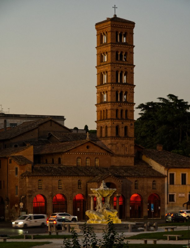 Tower of Santa Maria [12th century] in Cosmedin Basilica in Rome - Campanile di Santa Maria in Cosmedin