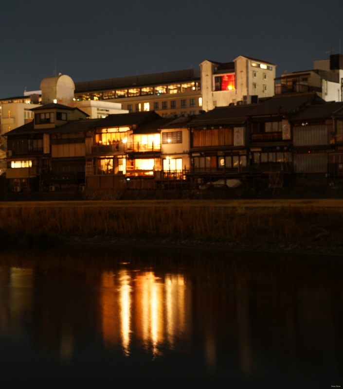 Kyoto - Kamo River By Night Between Bridges - SA701673.editted